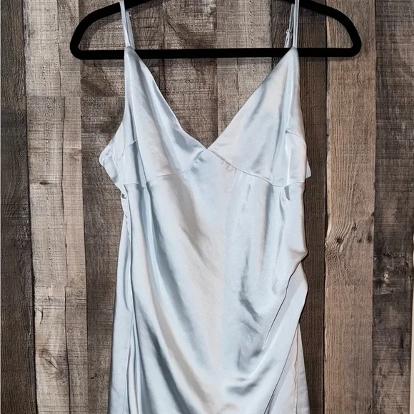 altered state blue satin dress The Lucetta Dress in Denim Blue Windsor – V. Chapman main image 0